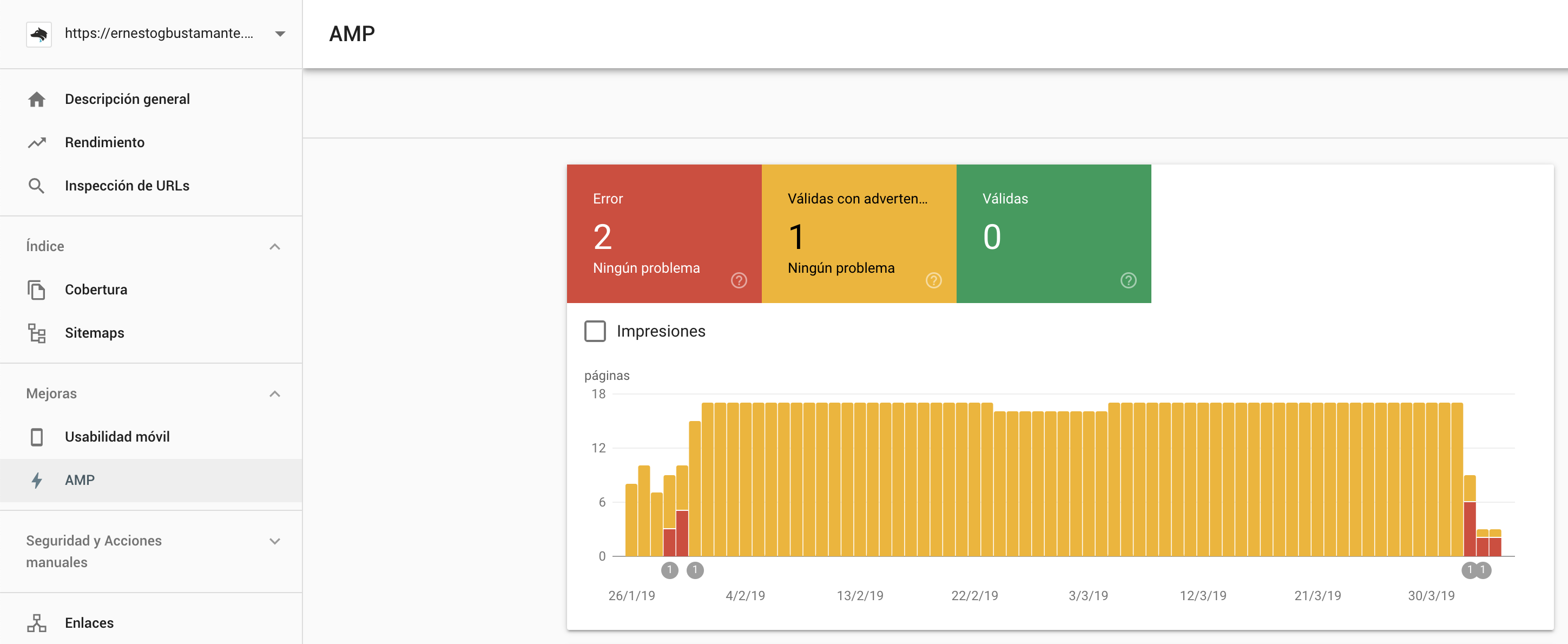 Informe de AMP - Nueva Google Search Console